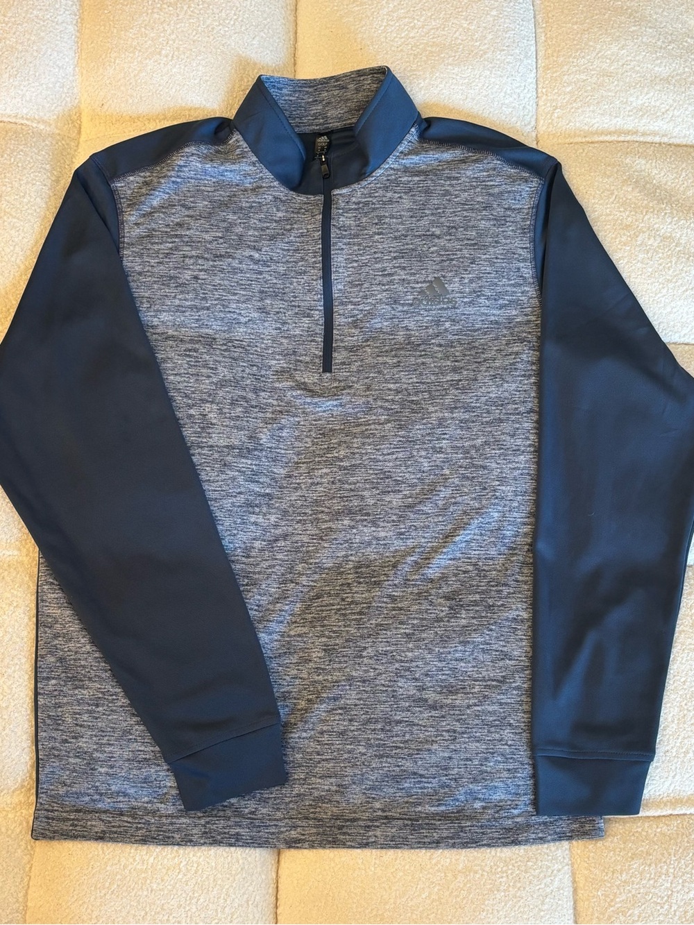 Adidas Golf Men's 1/4 Zip Pullover Medium Heathered Grey Navy Blue Athletic M